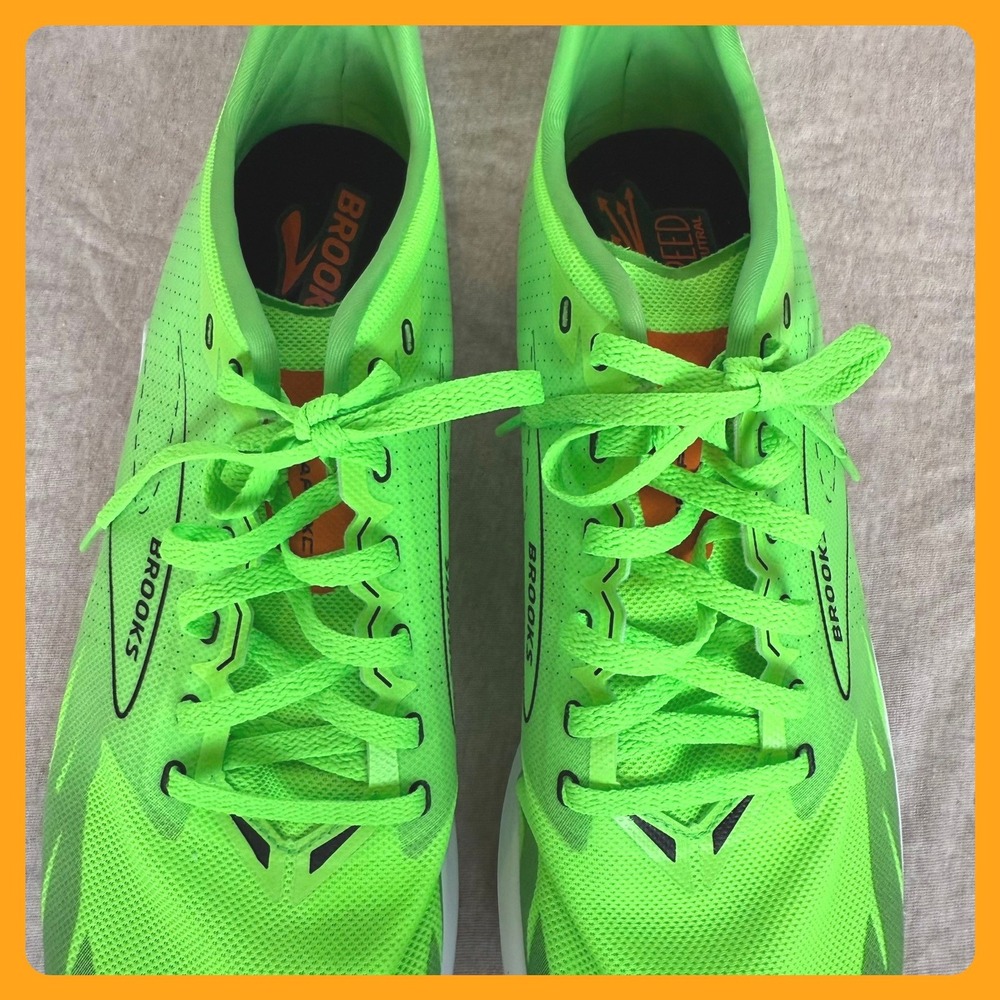 Brooks Wire v7 XC Track Racing Spikes Neon Green Orange Mens Size 13